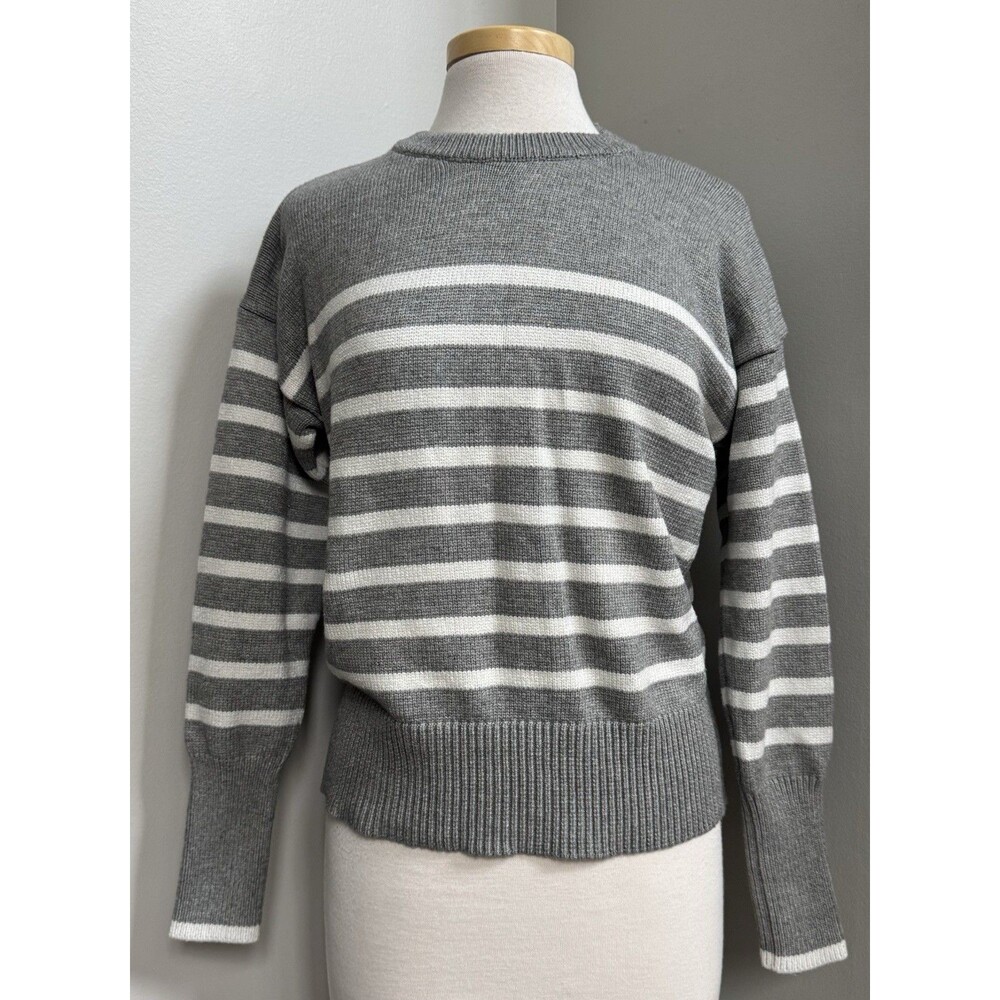 Philosophy Republic Clothing Size Medium Gray/White Striped Knit Sweater